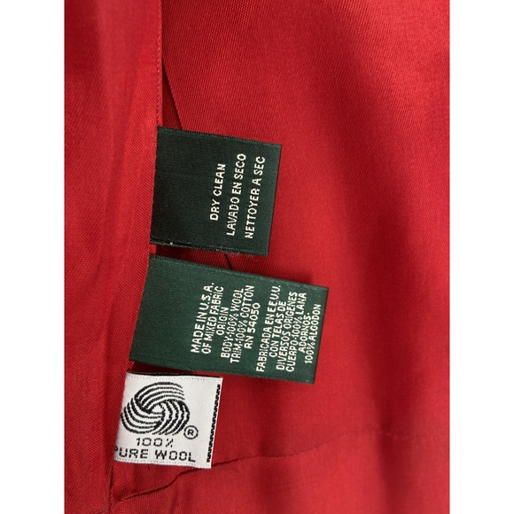 Vintage Lauren Ralph Lauren Blazer Womens Medium Red Equestrian Velvet Collar - Picture 12 of 12